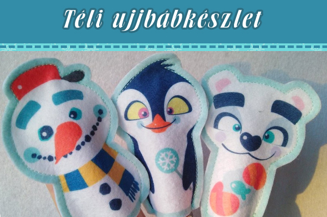 Téli ujjbábkészlet - hóember, jegesmaci, pingvin